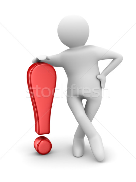 man with exclamation point on white. Isolated 3D image Stock photo © ISerg