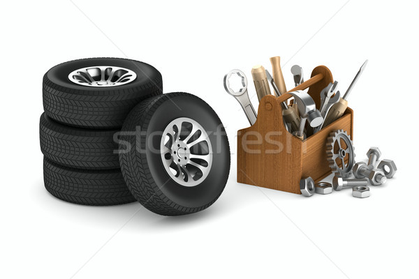 Car service on white background. Isolated 3D illustration Stock photo © ISerg