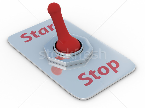 Stock photo: red switch on a white background. 3D image