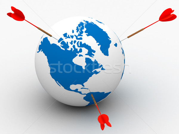 Globe and darts. 3D image. Isolated illustrations Stock photo © ISerg