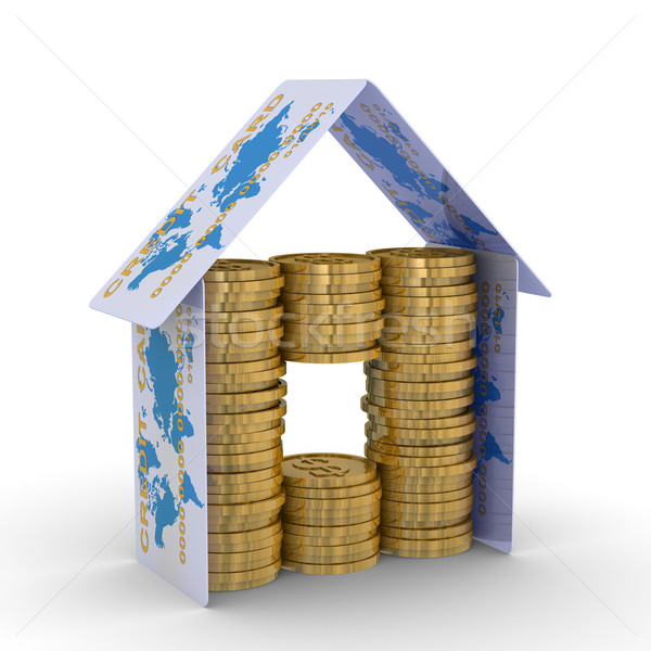 Monetarny domu biały 3D obraz działalności Zdjęcia stock © ISerg