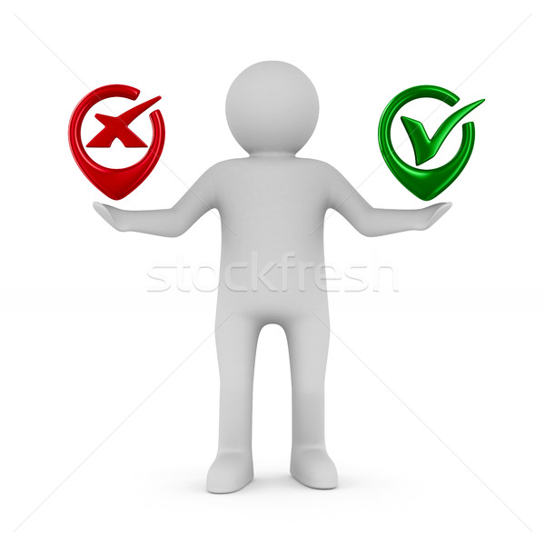 Man with symbols yes and No. Isolated 3D image  Stock photo © ISerg