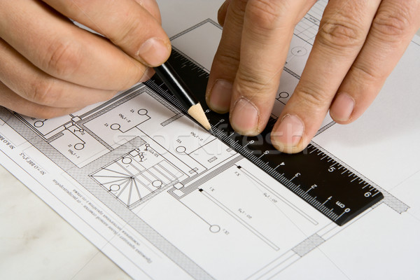 Ingegneria disegno carta righello matita business Foto d'archivio © ISerg