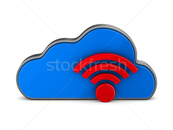 Cloud and sign wi-fi on white background. Isolated 3D illustrati Stock photo © ISerg