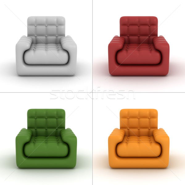 [[stock_photo]]: Cuir · fauteuil · blanche · 3D · image