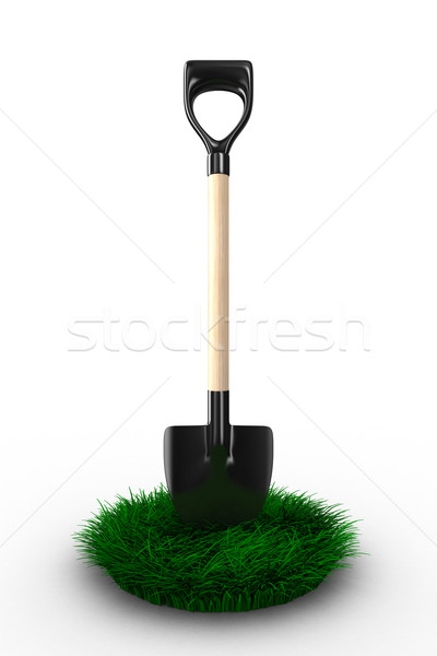 Foto stock: Pá · branco · jardim · ferramenta · isolado · 3D