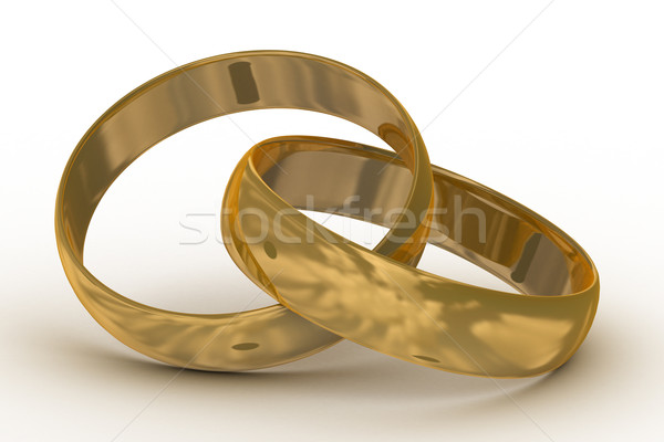 Foto stock: Dois · ouro · anéis · de · casamento · 3D · imagem · amor