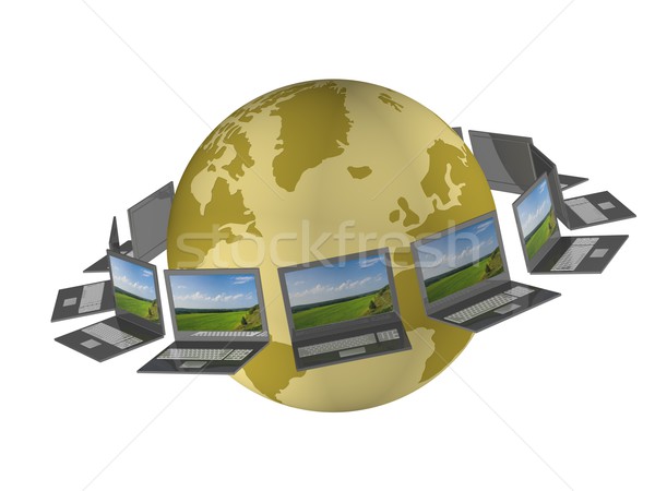 La nivel mondial reţea Internet 3D imagine glob Imagine de stoc © ISerg