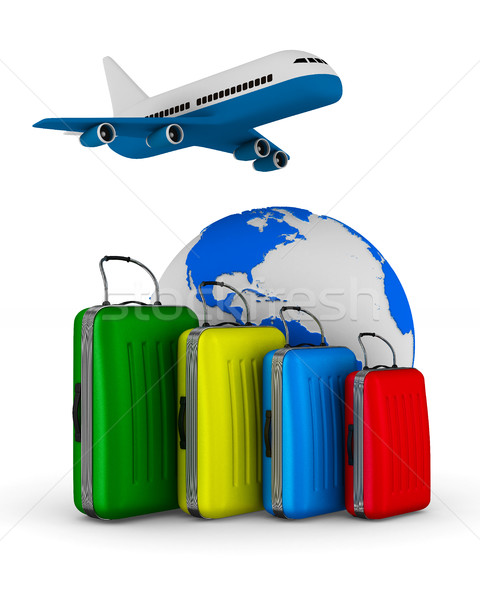 Travel bags on white background. Isolated 3D image Stock photo © ISerg
