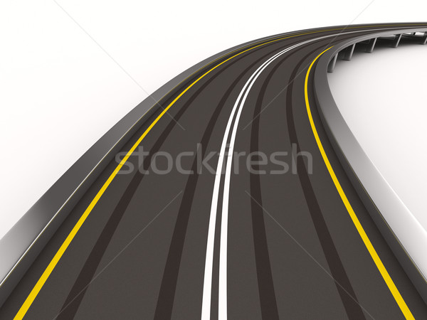 asphalted road on white. Isolated 3D image Stock photo © ISerg