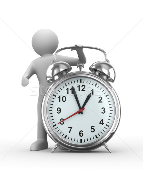 Despertador blanco aislado 3D imagen reloj Foto stock © ISerg