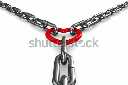 Chain fastened by a red ring. 3D image Stock photo © ISerg