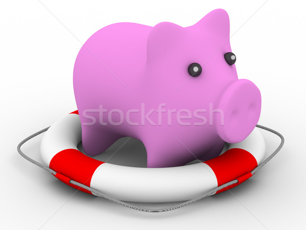 Rescue of pink pig. Isolated 3D image Stock photo © ISerg