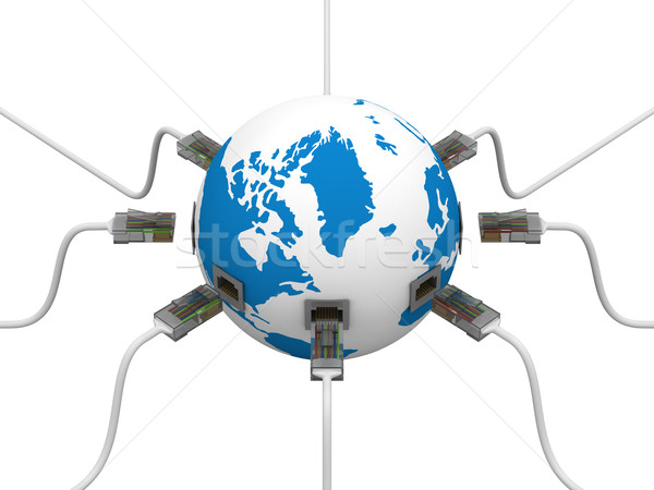 Comunicación global mundo aislado 3D imagen tecnología Foto stock © ISerg
