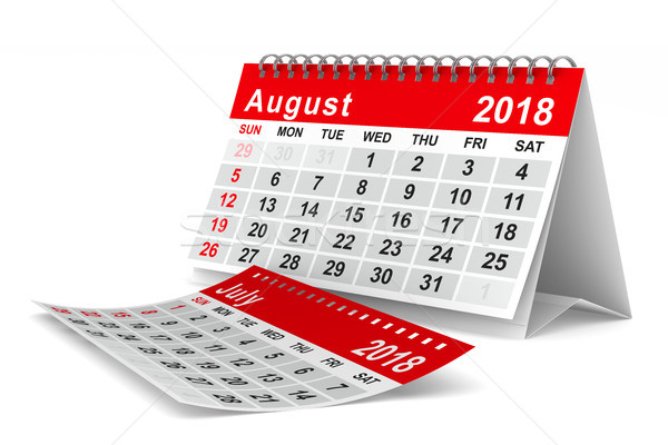 Stockfoto: Jaar · kalender · augustus · geïsoleerd · 3d · illustration · kantoor