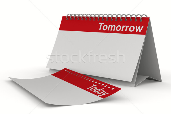 Kalender morgen witte geïsoleerd 3D afbeelding Stockfoto © ISerg