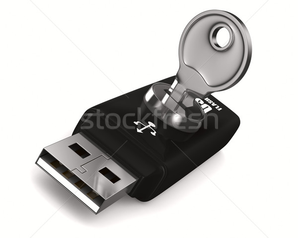 Usb flash drive branco isolado 3D imagem Foto stock © ISerg