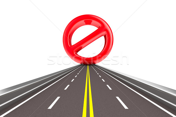 Prohibiting sign on road. Isolated 3D image Stock photo © ISerg
