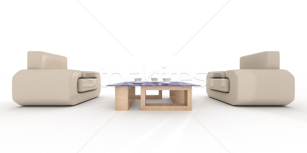 Stockfoto: Interieur · woonkamer · 3D · afbeelding · home · tabel