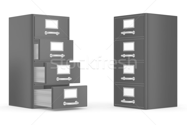Stockfoto: Kabinet · witte · geïsoleerd · 3D · afbeelding · metaal