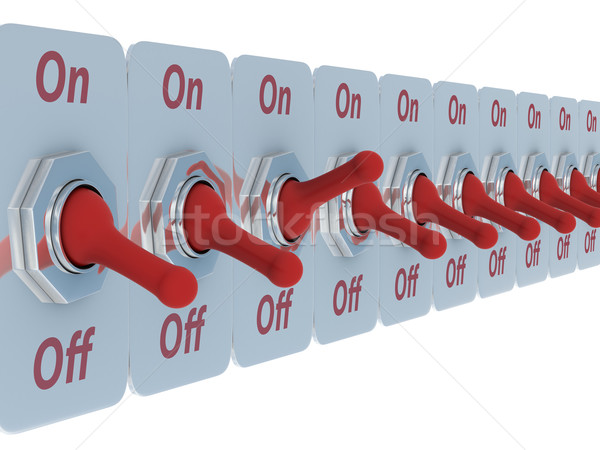 row red switch on a white background. 3D image Stock photo © ISerg