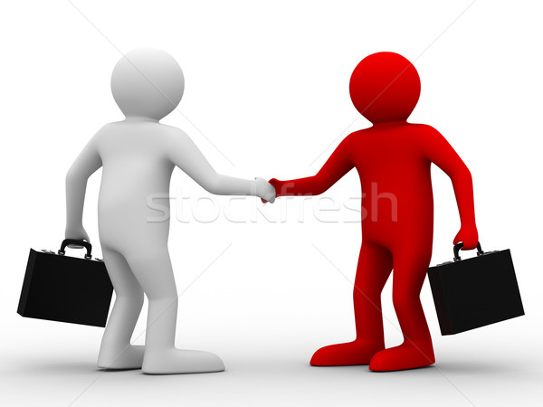 Stock foto: Handshake · Sitzung · zwei · Geschäftsleute · isoliert · 3D