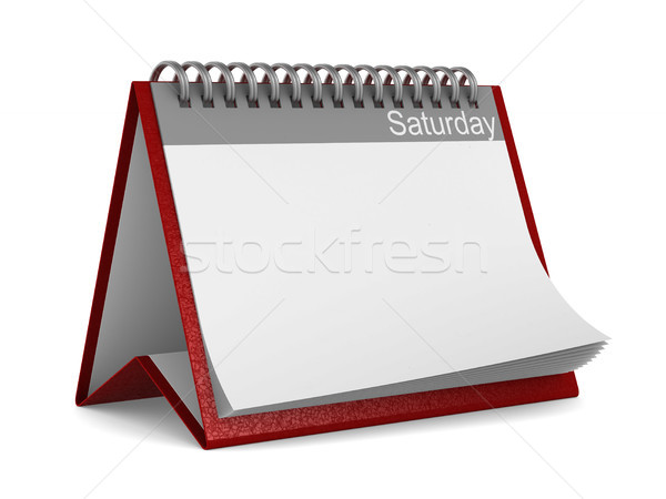 Kalendarza sobota biały odizolowany 3D 3d ilustracji Zdjęcia stock © ISerg