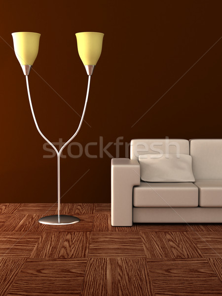 Floor lamp and sofa. Details of an interior. Stock photo © ISerg
