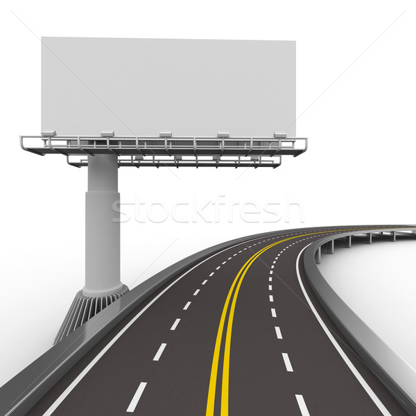 asphalted road with billboard. Isolated 3D image Stock photo © ISerg