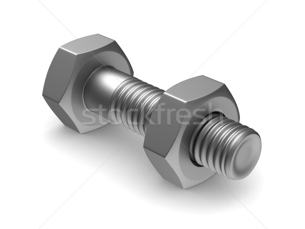 Bolt and nut on white background. Isolated 3D image Stock photo © ISerg