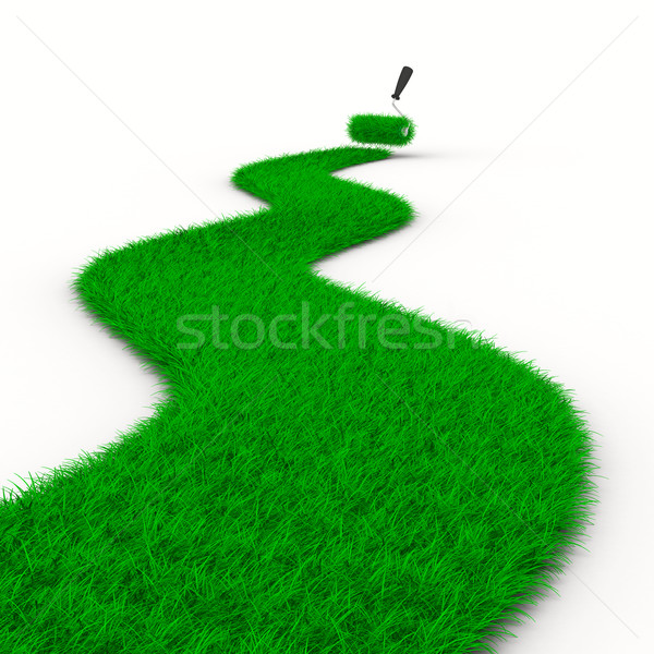 Weg gras witte geïsoleerd 3D afbeelding Stockfoto © ISerg