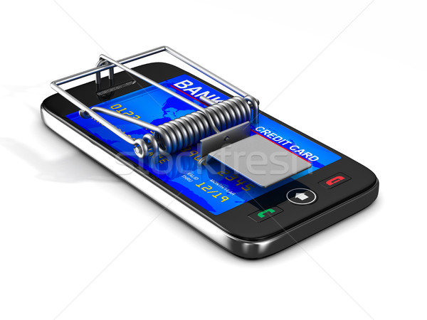phone in mousetrap. Isolated 3D image Stock photo © ISerg