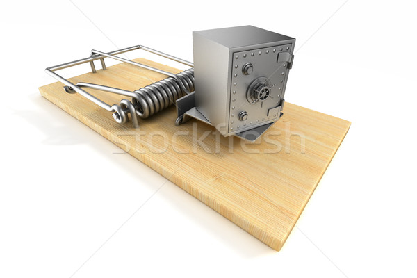 mousetrap and safe on white background. Isolated 3D image Stock photo © ISerg