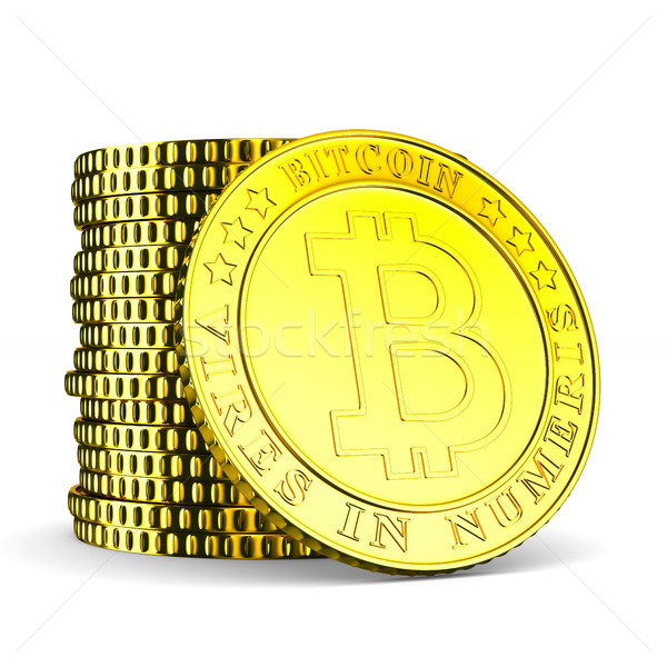coin bitcoin on white background. Isolated 3D illustration Stock photo © ISerg