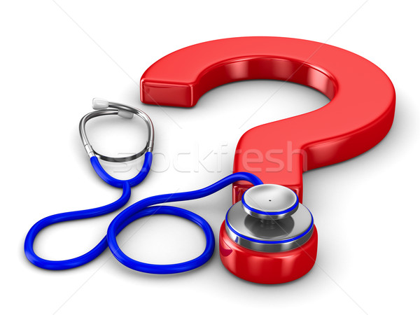 Stethoscope and question on white background. Isolated 3D image Stock photo © ISerg