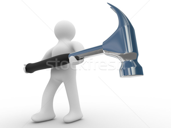 repairman with the tool on a white background. 3D image Stock photo © ISerg