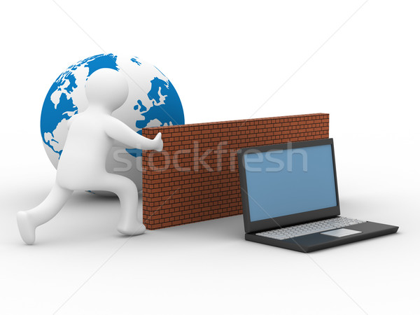 Protejat la nivel mondial reţea Internet 3D imagine Imagine de stoc © ISerg