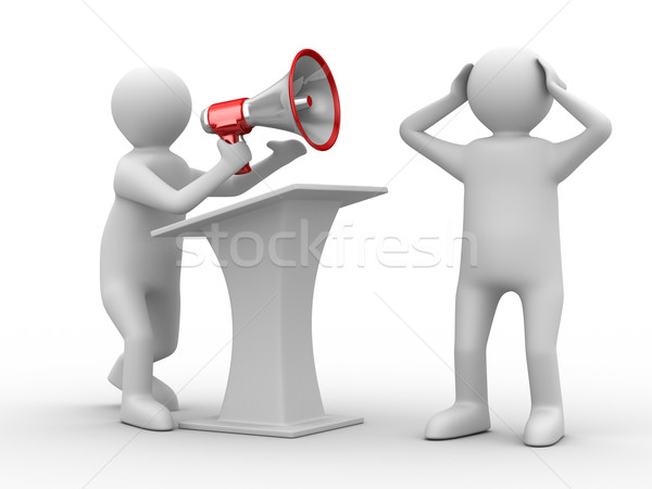 orator speaks in megaphone. Isolated 3D image Stock photo © ISerg