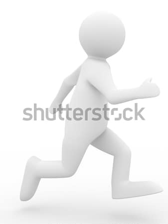 Stock photo: Hospital attendants transfer patient on stretcher. Isolated 3D i