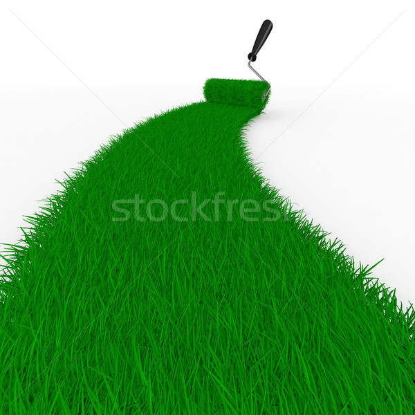 Stock photo: road from grass on white. Isolated 3D image