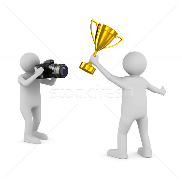 man with digital camera on white background. Isolated 3D illustr Stock photo © ISerg