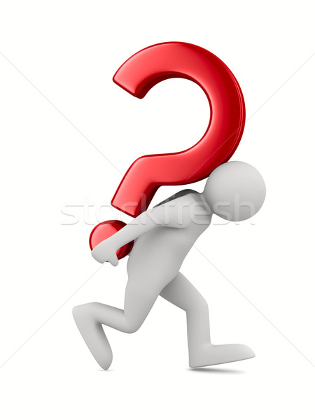 man with question on white. Isolated 3D image Stock photo © ISerg