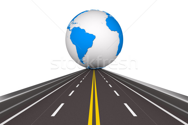 Road round globe on white background. Isolated 3D image Stock photo © ISerg