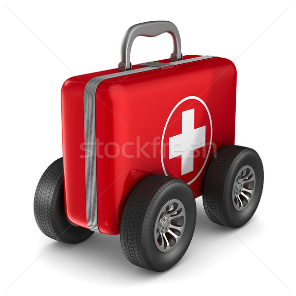 First aid kit with whells on white background. Isolated 3D illus Stock photo © ISerg