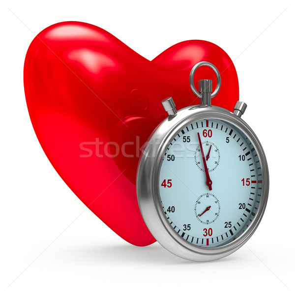 heart and stop watch on white background. Isolated 3D image Stock photo © ISerg