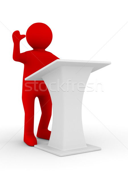 man on tribune. Isolated 3D image on white Stock photo © ISerg