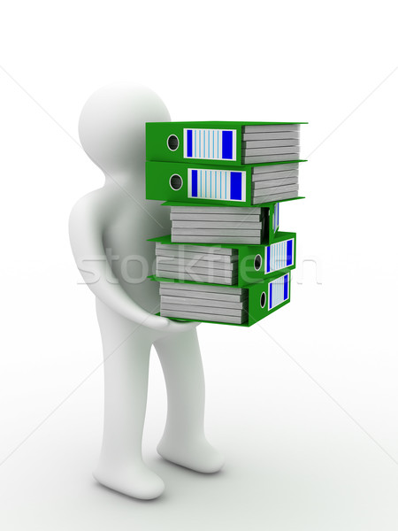 person with accounting folders. Isolated 3D image Stock photo © ISerg