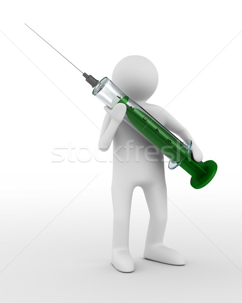 doctor with syringe on white. Isolated 3D image Stock photo © ISerg