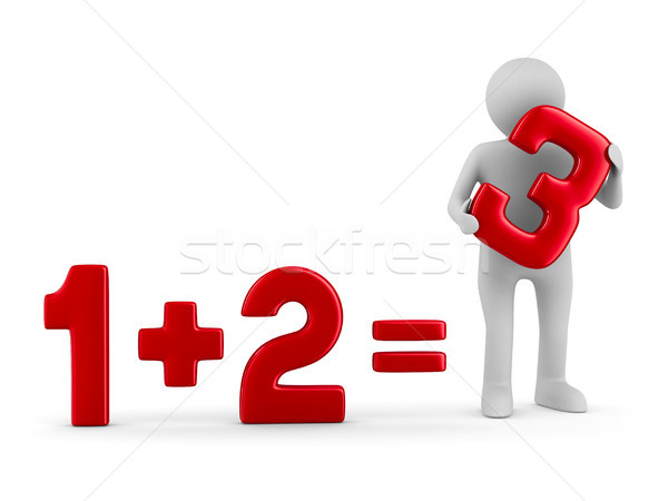 Stock photo: human holding right answer. Isolated 3D illustration