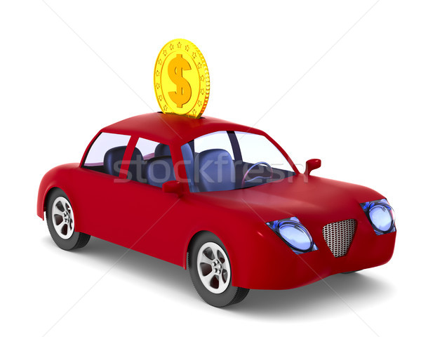 Moneybox. Red car on white background. Isolated 3D illustration Stock photo © ISerg